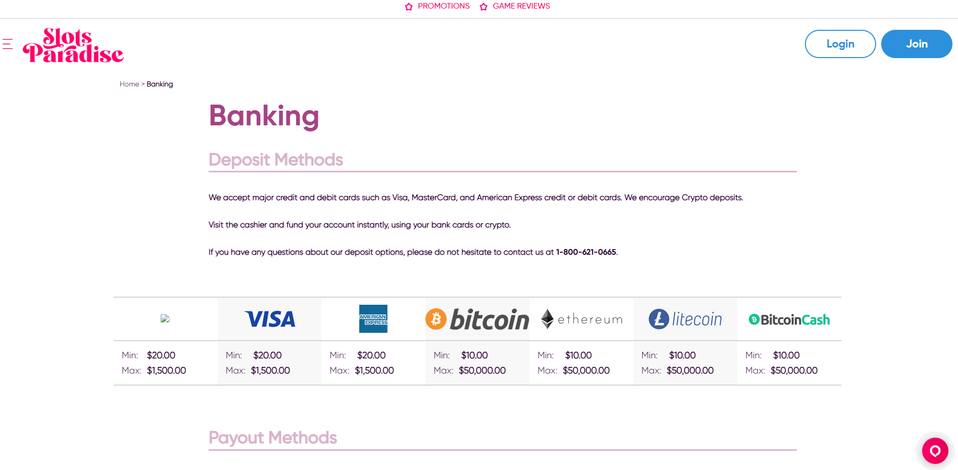Payment Methods and Withdrawal Options